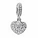 925 Sterling Silver AAA CZ Blue Enamel Angel Wings Open Heart Dangle Charm Bead for European Snake Bracelets