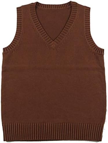 スクールベスト 100 綿 Vネック 制服 コットンニット ノースリーブ オフィス トップス 綿 ニット 無地 ベスト セーター 8色