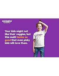 Squiggles - Multivitamina para niños + guantes de hierro de 100 ct. Todo natural, azúcar bajo, y super...
