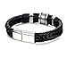 Besteel Punk Rock Charms Braided Leather Bracelet for Men Stainless Steel Clasp Wrist Bracelet 7.5-9.1 inches