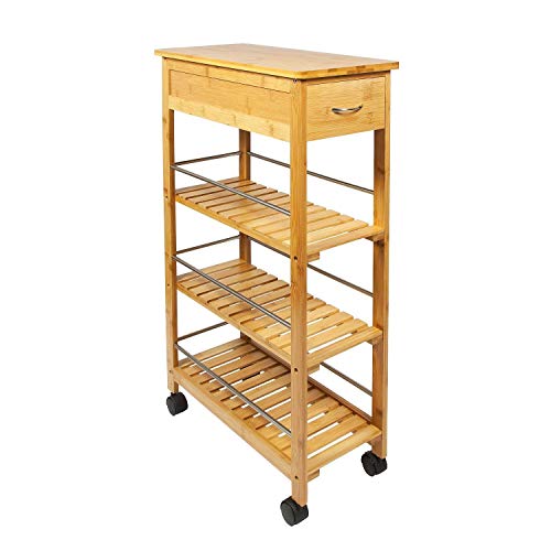 4 Tier Slim Portable Natural Bamboo Space Saver Wood Kitchen