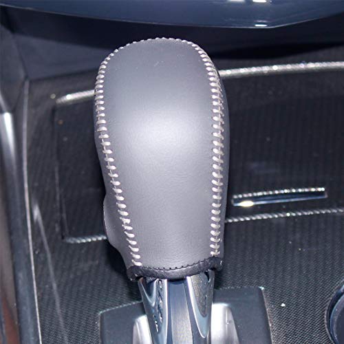 JI Loncky Black Genuine Leather Gear Shift Knob Cover for 2013 2014