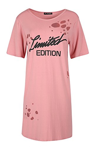 Be Jealous Women Ladies Oversize Destroyed Limited Edition Lazer Cut Rip T Shirt Mini Dress