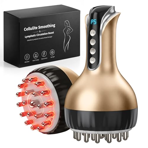 OVGIAP Lymphatic Drainage Massager & Anti-Cellulite Massage Tool, Body Sculpting Device for Legs, Arms & Stomach, Supports Smoother Skin, with Gentle Warming & Vibration (Gilded)