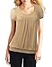 TWINTH Plus Size Blouse Top Scoop Neck Pleated Front Short Sleeve
