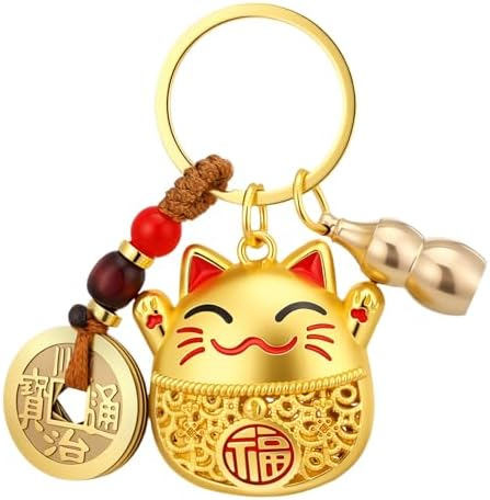 Amazon.com: NIIIYTYB Lucky Cat Keychain with 5 Feng Shui Coins