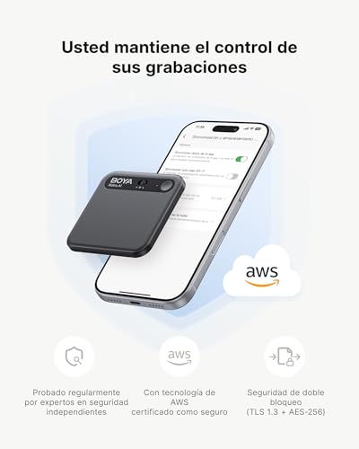 BOYA Notra Grabadora de Voz AI, Control por Aplicación, Transcripción y Resumen con Tecnología IA, 64GB de Memoria, Grabadora de Audio para Conferencias, Reuniones, Llamadas Negro