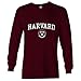 Ivysport Harvard University Crimson Long Sleeve T-Shirt, Crest, Maroon, Small