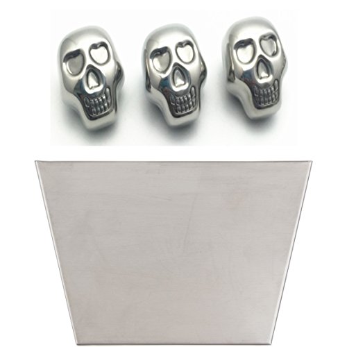 Gift Prod Beer Bottle Cap Catcher Screws Included + 6 Pcs Ice Skull Whiskey Stones with Tong and Storage Bag For Wine Beer Chiller(Silver Cap Catcher + 6 Pcs Ice Skull Whiskey Stones)