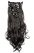 8Pcs 18 Clips 17-26 Inch Curly Straight Full Head Clip in on Hair Extensions Women Lady Hairpiece, Dark Brown #1