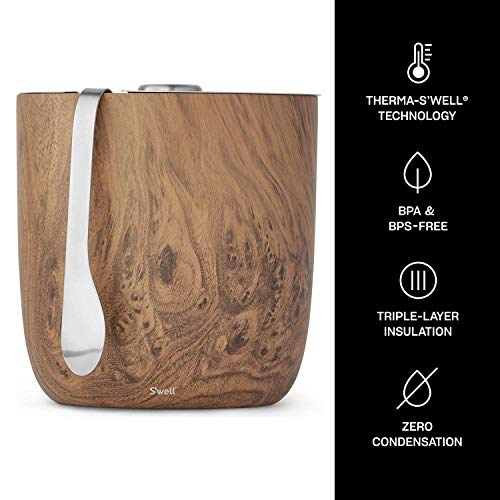 S'well Stainless Steel Ice Bucket with Tongs Holds 68oz of Ice