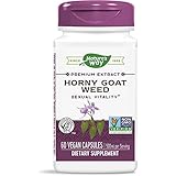 Nature's Way Premium Extract Standardized Horny Goat Weed 10% Icariin, 500 mg per serving, 60 Capsules