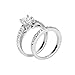 Haluoo 2 Piece Rings Set, Sterling Silver Cubic Zirconia Round Cut Wedding Engagement Ring Halo Diamond Bridal Sets (6, Silver)thumb 1