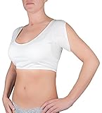 CAM-2 Crop Top Undershirt with Thin Sweat-Proof Dress Shields (Medium, Black)