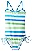Kanu Surf Girls' Layla Beach Sport Banded 1 Piece Swimsuit, Sassy Blue Stripe, 5