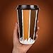 Hornbit Disposable Coffee Cups with Lids and Coffee Stirrers (Set of 50) - 16 oz Ripple Wall Insulated Hot Paper Coffee Cups - Stylish Grande Cup Size for Hot and Cold Drinks (16 oz, Shades of Brew)
