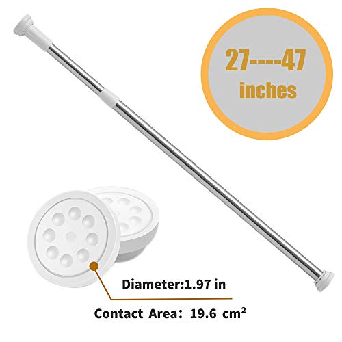 Hoimpro Tension Shower Curtain Rod Adjustable Tension Closet Rod, Heavy Duty Shower Stall Rod, Adjustable Doorway Clothes Hanger, No Drilling Suspension Spring Rod, 27 to 47 inch, Stainless Steel