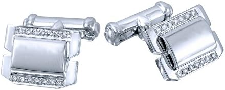0.19CTW Gents Round Cut Diamond Pave Set Diamond Cuff Links in 14K White Gold