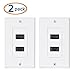 Cable Matters 2-Pack 2-Port HDMI Wall Plate in White (4K UHD, ARC, and Ethernet pass-thru support)
