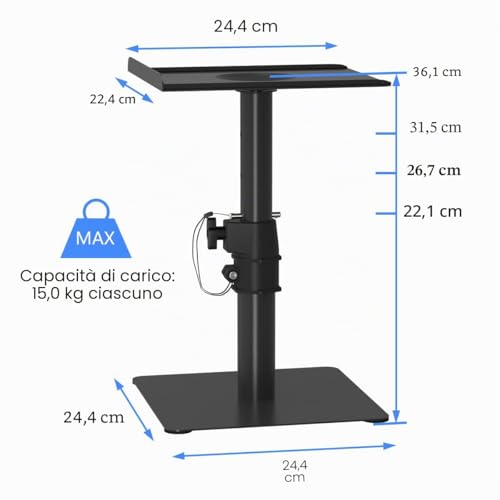 suptek SDM001T 2 Pack Stand-alone Speaker Stand, Adjustable Height and Tilt, Universal Audio Stand for Computer and Library, High Sound, Black
