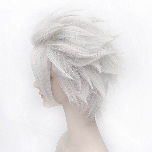 Anogol Hair Cap+ Layered Silver Bleach Cosplay Wig Hitsugaya Toushirou DM-509 - Image 4