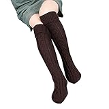 Mosunx Women Overknee Thigh High Warmer Socks Knit Woolen Yarn Stocking (Coffee)