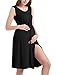 Maternity Hospital Gown Split Front Labor delivery Nightgown Nursing Breastfeeding Birthing Dress Black M