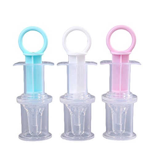 Jiquan Baby Feeding Syringe, Liquid Medicine Dispenser with Measuring Cup Soft Silicone Pacifier Tip Dropper Feeder for Infant Toddler Newborns BPA Free (3 Pack)