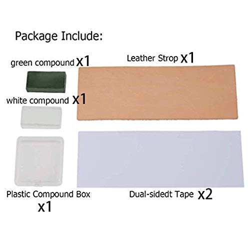 Genuine Leather Strop with Polishing Compounds Stropping Knife Sharpening Kit with Smooth
