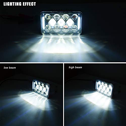 4x6 LED Headlights, AAIWA 4PCS 60W Headlight Conversion Kit with DRL Rectangular Headlights Replacement for Truck H4651 H4652 H4656 H4666 H6545 Peterbil Kenworth Freightinger - Thumbnail 7