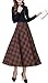 Olrain Women's Elastic High Waisted Long Classic Plaid Swing Skirts Dress