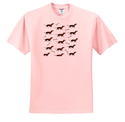 Dog Art - Image Of Dachunds and Bones repeat Pattern - T-Shirts - Light Pink Infant Lap-Shoulder Tee (12M) (TS_264397_72)