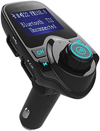 FM Transmitter, Wireless In-Car Bluetooth Receiver Stereo Radio Adapter Car Kit Hands Free Calling with Dual USB Car Charger Ports for iPhone 6S 5S, Samsung Android Smartphones, Tablets, TF Card, MP3