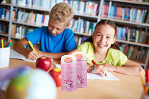 Unicorn Water Bottle Cup Kids Water Bottle Thermoses Metal Stainless Steel Vacuum Insulated Water Flask ，Leakproof, Perfect for Kids Lunch Bag（12 oz Pink） - Thumbnail 5