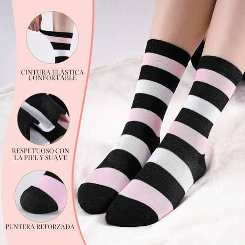 Cirorld 10 Pairs Women's Colourful Cotton Socks 39-42, Medium Socks, Comfortable Sports, Winter Breathable, Stripes & Polka Dots Designs ​