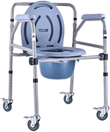 SHKD Shower Chair With Wheels Commode Chair and Padded Toilet Seat Shower Transport Chair Shower Wheelchair Bath Toilet , A