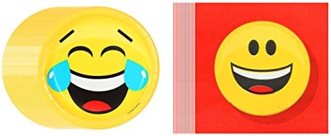 Emoji Face Party Pack ~ 32 CT Dessert Plates, Dessert Napkins