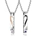MMTTAO Couple Necklace Crown Bar His Queen Her King Matching Heart Sets Titanium Stainless Steel CZ Cubic Zirconia Puzzle Pendant Necklace for Women Men Promise Jewelry Gifts, His Queen Her King, 2Pcs