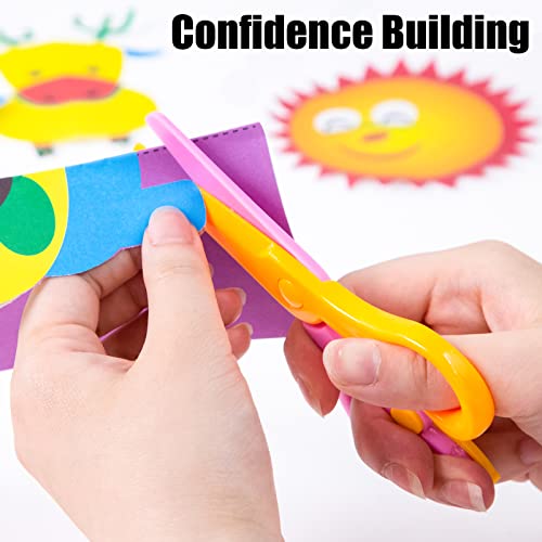 Koogel Scissor Skills Activity Book with Safety Scissors, 2 Pairs Kid Training Scissors and 120PCS Cutting Paper for Kids Fun Paper-cut Preschool Early Learning Development Ages 3+