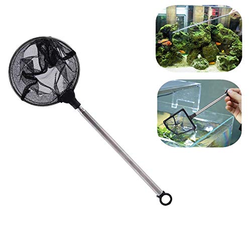 Small Round Fine Mesh Aquarium Fish Net with Extendable Handle for Betta Fish and Shrimp Tanks