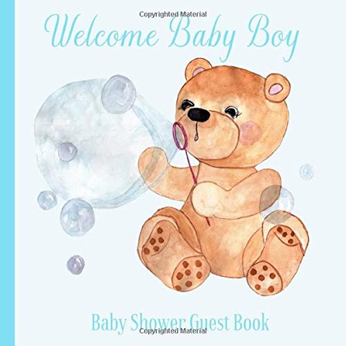 Teddy Bear Blue Navy Baby Shower Guest Book with Guyana Ubuy