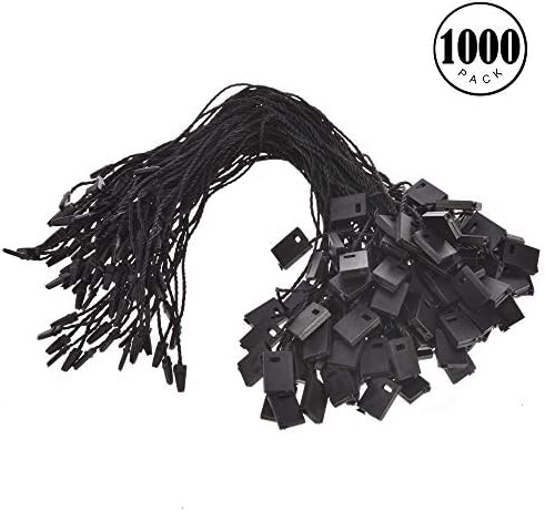 Hang Tags,1000 Pcs Tag Nylon String Lock Pin Ring Fastener Hook Buckle String Tag with Push Locker Rope Label String 6.8" Black