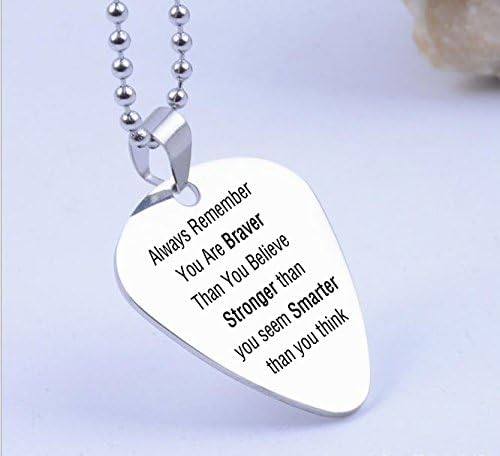Inspirational gifts for teenagers Remember you are braver than you believe guitar pick necklace