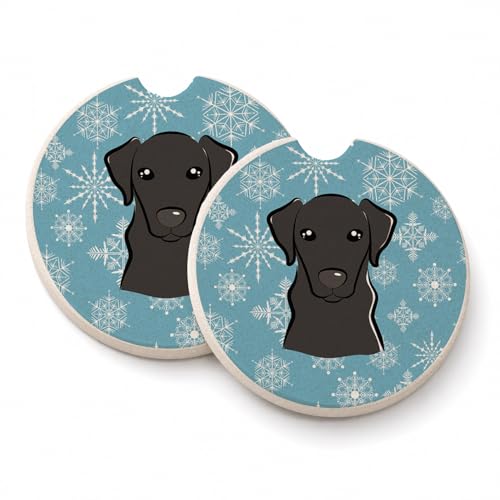 Caroline's Treasures BB1669CARC Snowflake Black Labrador Set of 2 Cup Holder Ca…