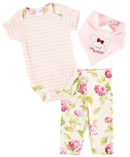 Laura Ashley Baby Girls 3-pc. Little Mouse Layette Set 3 Month Pink/Green