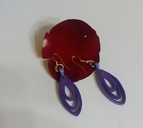 Purple paper quilled hoop earrings