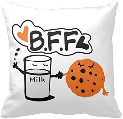 quanzhouxuhuixiefu Cookie Milk BFF 18 X 18 inches Cotton Polyester Square Decorative Throw Pillow Case Zippered Cushion Cover (One Side)