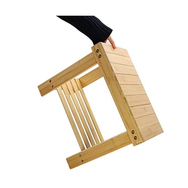KKTONER Bamboo Step Stool with Storage Shower Bench with Shelf Foot Stool for Bathroom Living Room Bedroom Natural Color - Image 7