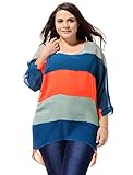 uxcell Woman Plus Size Stripes Color Block Chiffon Tunic Shirt w Tank Top