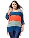 uxcell Woman Plus Size Stripes Color Block Chiffon Tunic Shirt w Tank Top